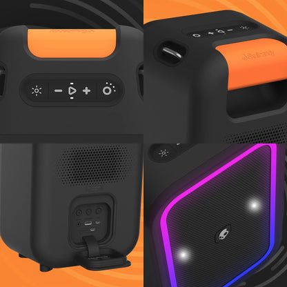 Stomp Waterproof USB Charge Out LED Lighting Wireless Bluetooth Portable Speaker, Black