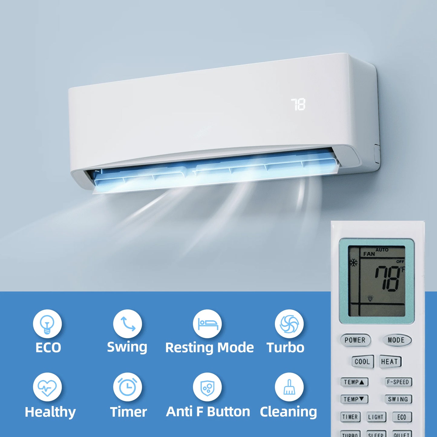 12000 BTU Mini Split Air Conditioner & Heater with Inverter, 17 SEER2 115V Energy Saving AC Unit Cools Rooms up to 750 Sq. Ft, Complete Installation Kit