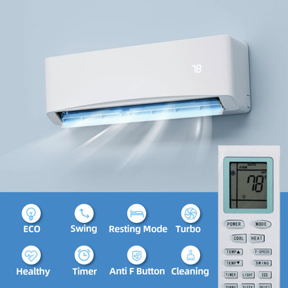 12000 BTU Mini Split Air Conditioner & Heater with Inverter, 17 SEER2 115V Energy Saving AC Unit Cools Rooms up to 750 Sq. Ft, Complete Installation Kit