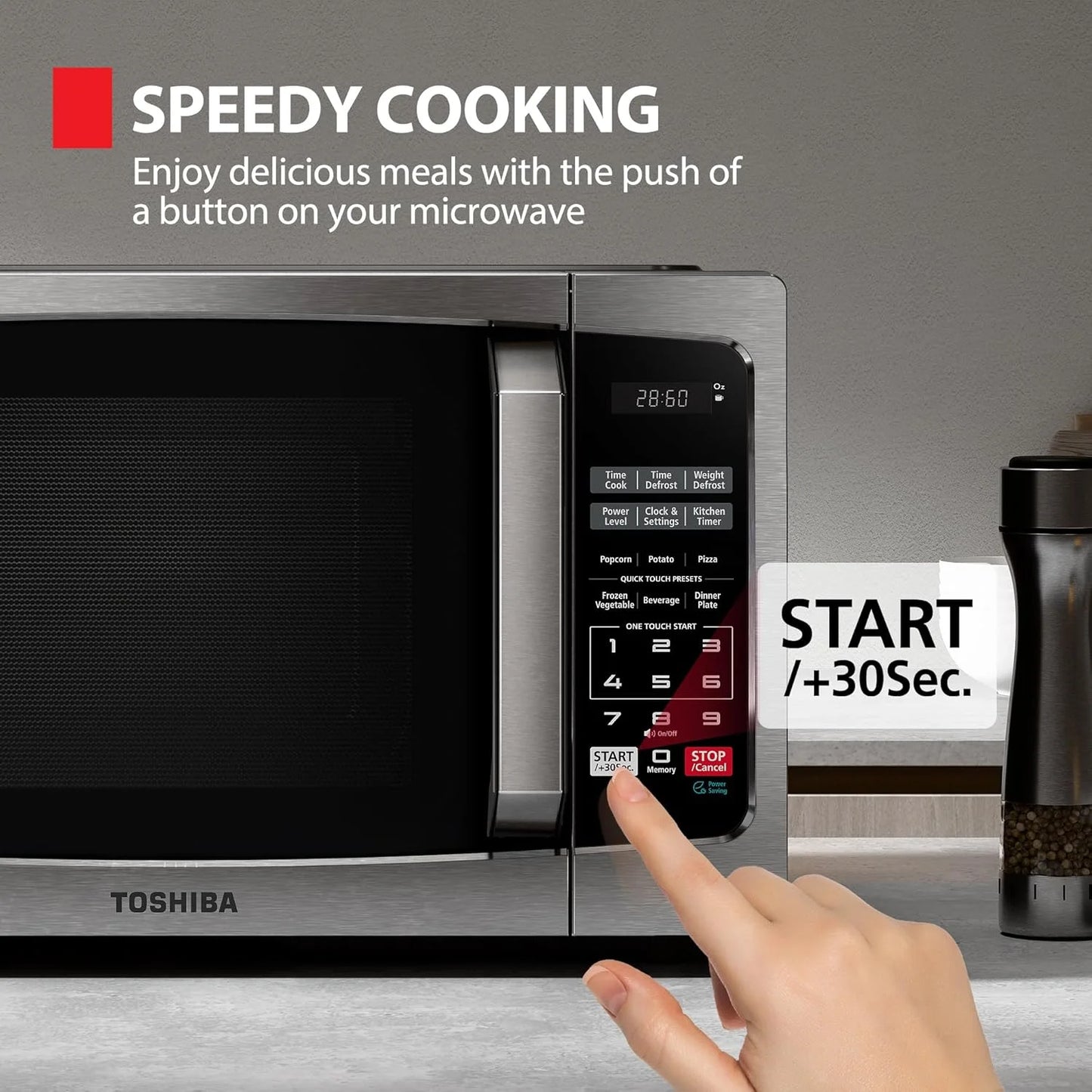 0.9 Cu Ft Microwave Oven, 6 Auto Menus, Mute Function, Child Lock, 900W, Stainless Steel