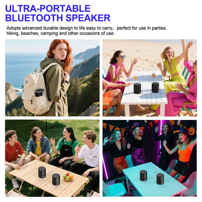Portable Bluetooth Speaker with Deep Bass, IPX5 Waterproof Wireless Speaker, TWS Pairing, 16W Loud Sound for Outdoor, Home, Party, Beach, Travel, Gift