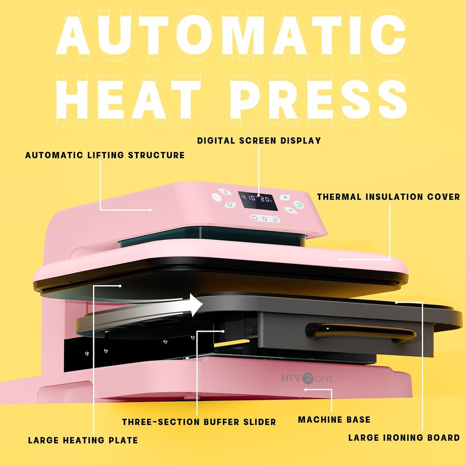 Auto Heat Press Machine for T Shirts, Auto Tumbler Heat Press, Pink
