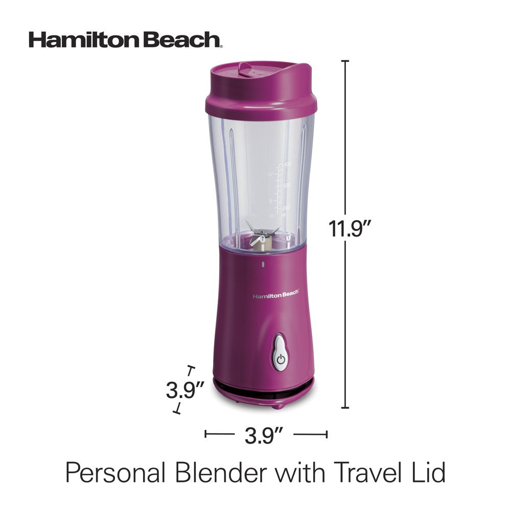 Personal Blender with Travel Lid for Smoothies and Shakes, Portable, Fits Most Car Cup Holders, Raspberry, 51131