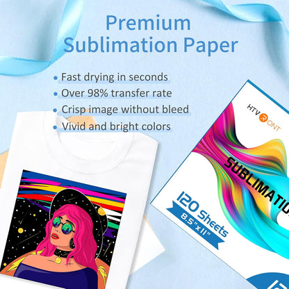 Sublimation Paper 120 Sheets +12" X 20FT Matte Clear HTV Vinyl for Sublimation