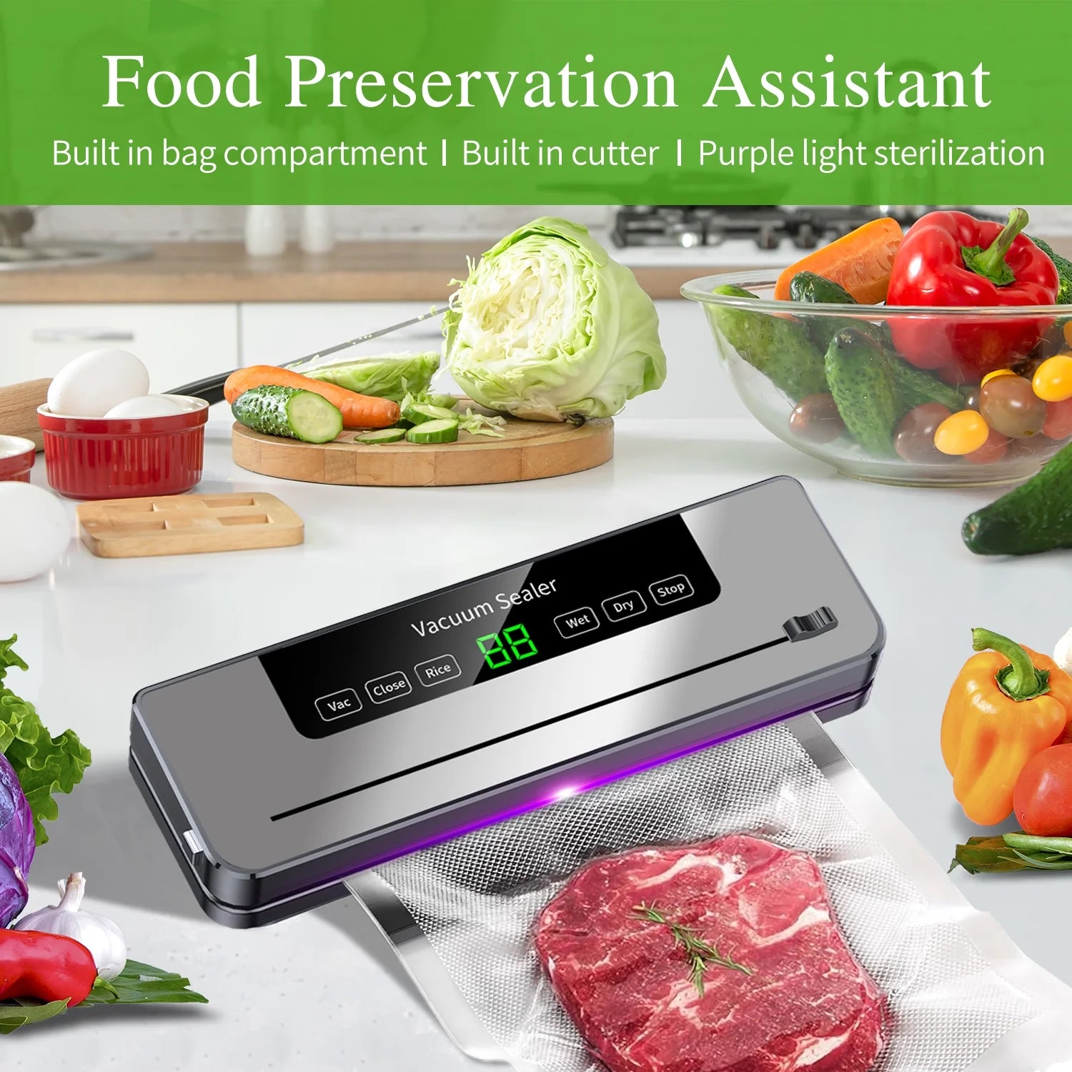 TINANA Cordless Vacuum Sealer Machine, 75Kpa Food Vacuum Sealer with 4000Mah Rechargeable Battery, Portable Food Saver, Dry & Moist Modes, 15 Bags