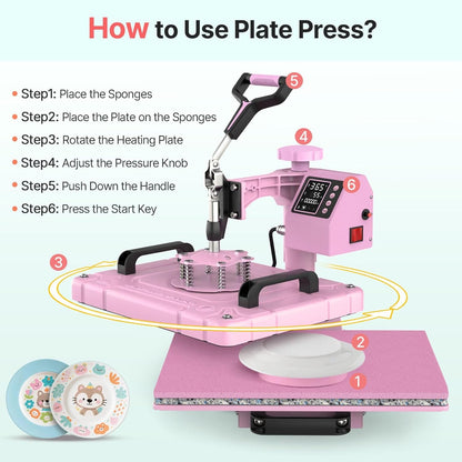 Slendor 5 in 1 Heat Press Machine 12X15 Inch Sublimation Heat Press 360° Swing Away Heat Transfer Digital T-Shirt Pressing with 30OZ 20OZ Tumbler Press, Multifunction Combo for Hat Cap Plate