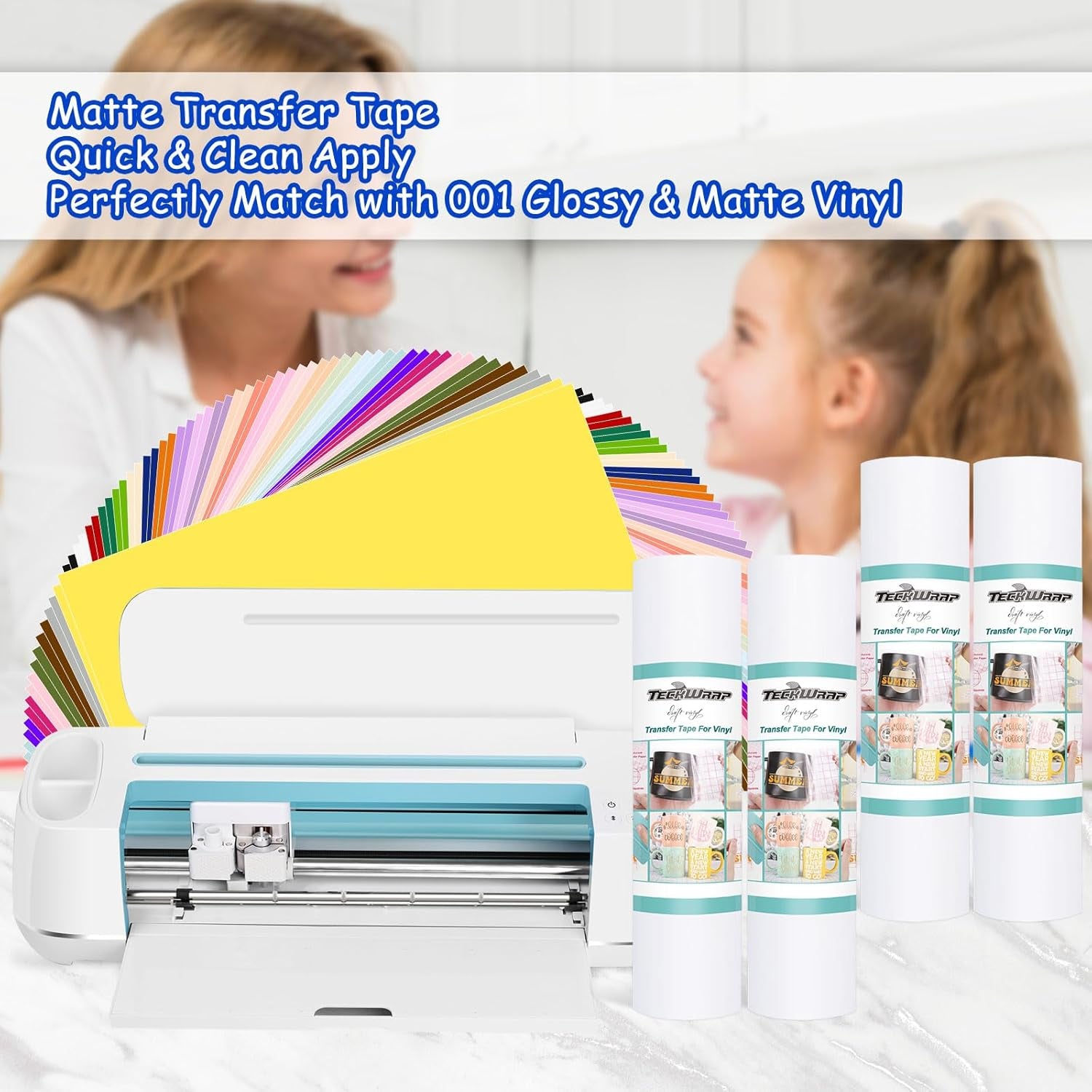 Clear Vinyl Transfer Paper Tape Roll - 12" X 50 FT Matte Transfer Tape for Vinyl Low Tack Easy Release for Craft Decals,Signs, Windows, Stickers