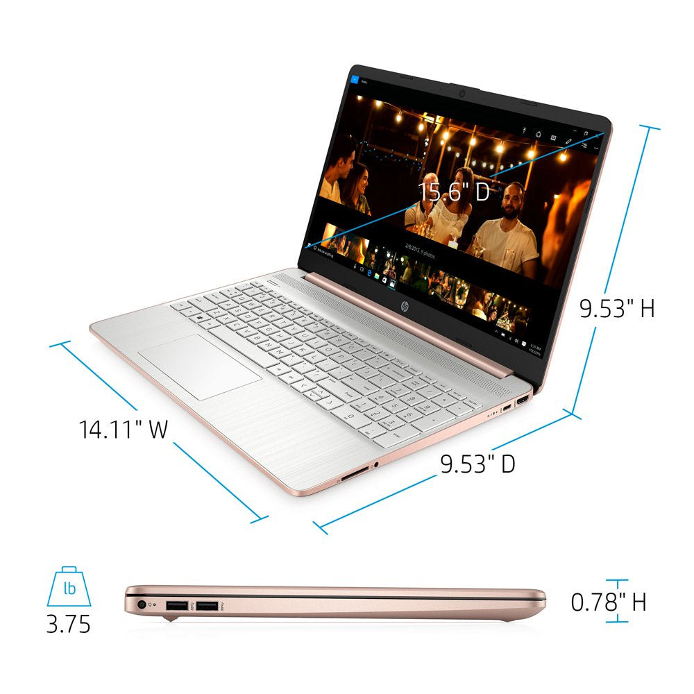 15.6" Laptop, AMD Athlon N3050 Processor, 4GB RAM, 128GB SSD, Rose Gold, Wireless Mouse, Sleeve, Windows 10 Home in S Mode with Microsoft 365, 15-Ef1073Wm