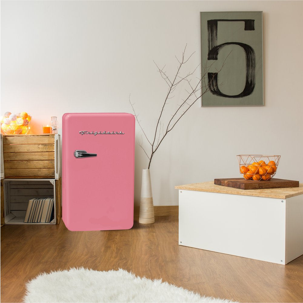 3.2 Cu Ft Single Door Retro Compact Fridge EFR372, Pink