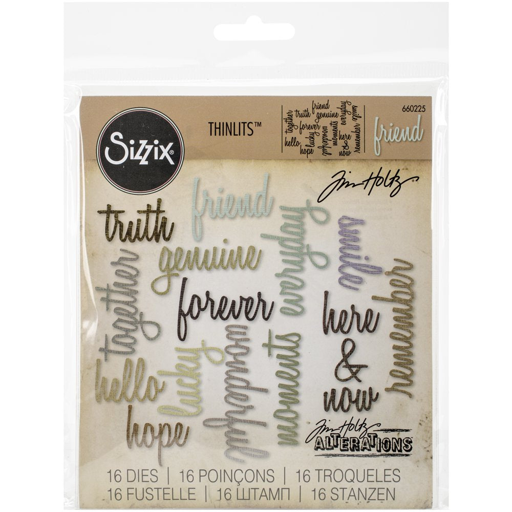 Thinlits Dies by Tim Holtz 16 Pack Friendship Script Words