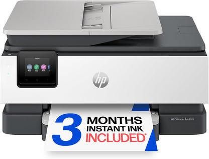 HP Officejet Pro 8125 Wireless All-In-One Color Inkjet Printer, Print, Scan, Copy, ADF, Duplex Printing Best-For-Home Office, 3 Month Trial of Instant Ink Included, Ai-Capable (C2VJ4A)
