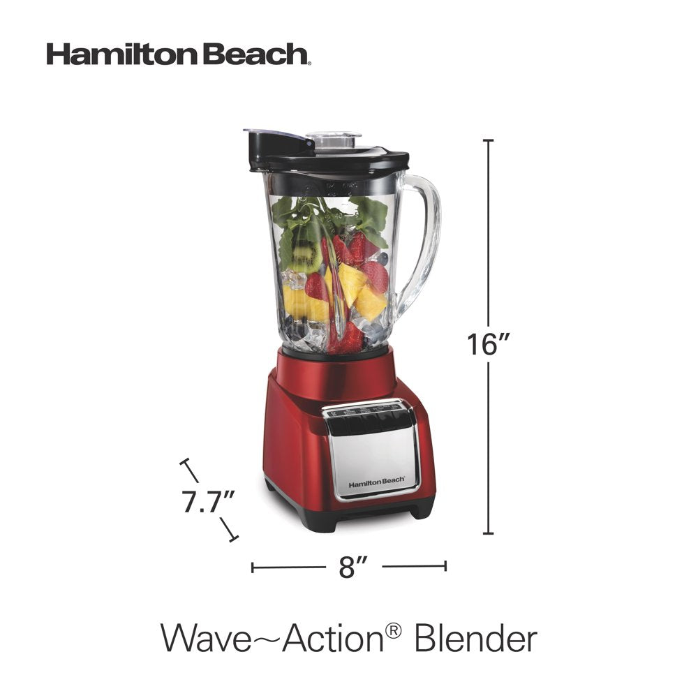 Wave Action Blender for Shakes and Smoothies, 48 Oz. Capacity, Glass Jar, Red, 53519