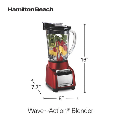 Wave Action Blender for Shakes and Smoothies, 48 Oz. Capacity, Glass Jar, Red, 53519