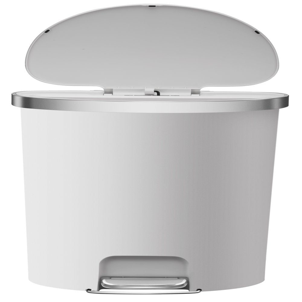 14.5 Gallon Trash Can, Plastic Step Kitchen Trash Can, White