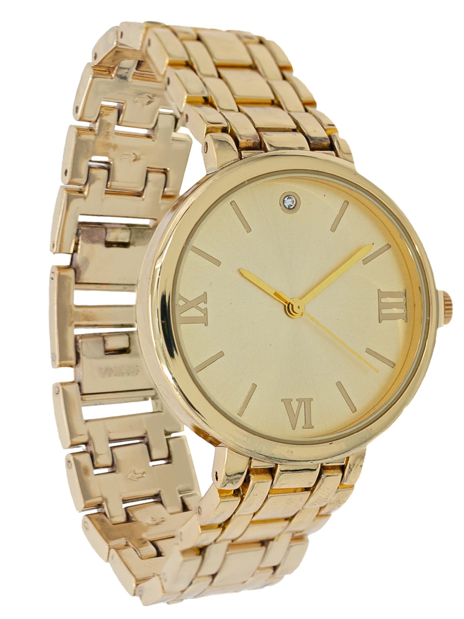 Women'S Gold Tone round Watch and Bangle Bracelet Set, 2-Piece