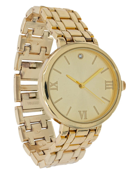 Women'S Gold Tone round Watch and Bangle Bracelet Set, 2-Piece