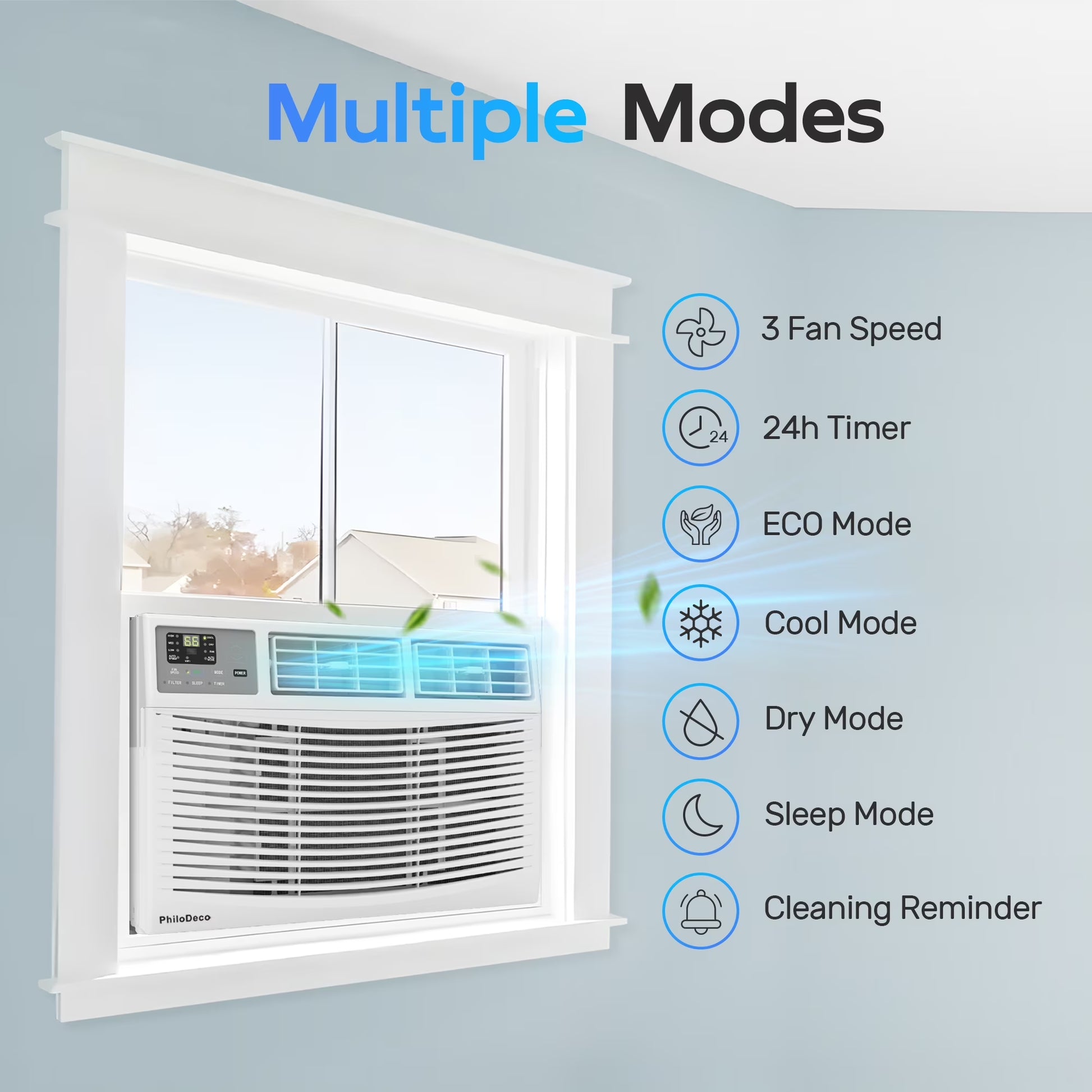 14000 BTU Window Air Conditioner 700 Sq Ft. Ac Units Intelligent , LED Diswplay Screen, with Remote Control, Can Be Used as a Dehumidifier/Fan, Operates Quietly, Energy-Saving. 24 Timer