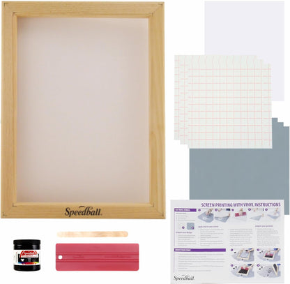 Speedball Beginner Screen Printing Craft Vinyl Kit, Use with Cutting Machine to Easily Print Custom T-Shirts and Home Decor