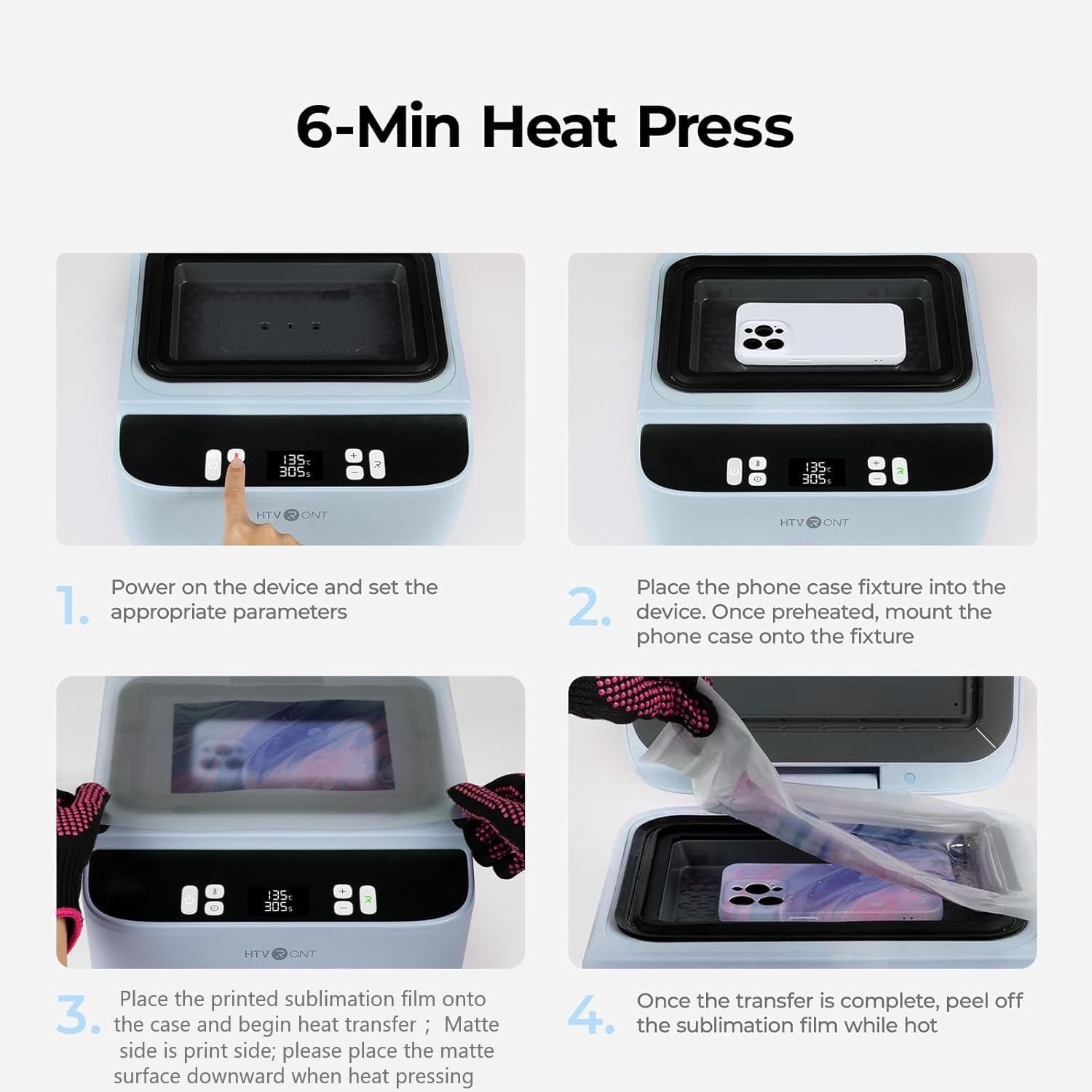 Phone Case Heat Press(Compatible with Android) & 52 Pcs Heat Press Accessories