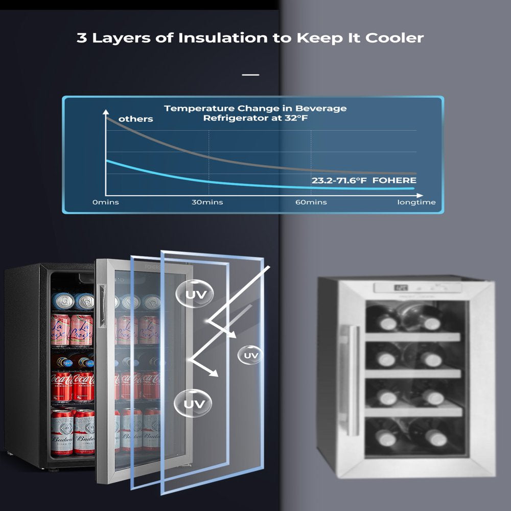 126 Can Beverage Refrigerator Cooler, 3.2 Cu.Ft Mini Fridge, Wine Chiller for Bar/Office/Home, New, Reversible Door, 17.5 X 18.9 X 31.5 Inches