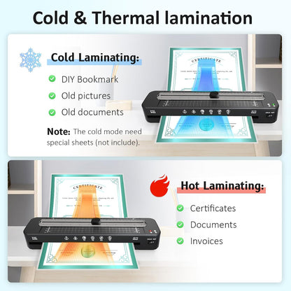 13 Inch Laminator Machine - 11X17 Laminator with 50 Sheets, Cold & Thermal | Built-In Paper Cutter & Corner Rounder, A3 Laminating Machine for Classroom Home School