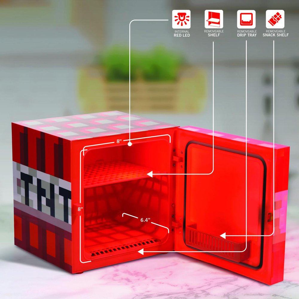 Red TNT X9 Can Mini Fridge 6.7L X1 Door Ambient LED Lighting 10.4 in H 10 in W 10 in D