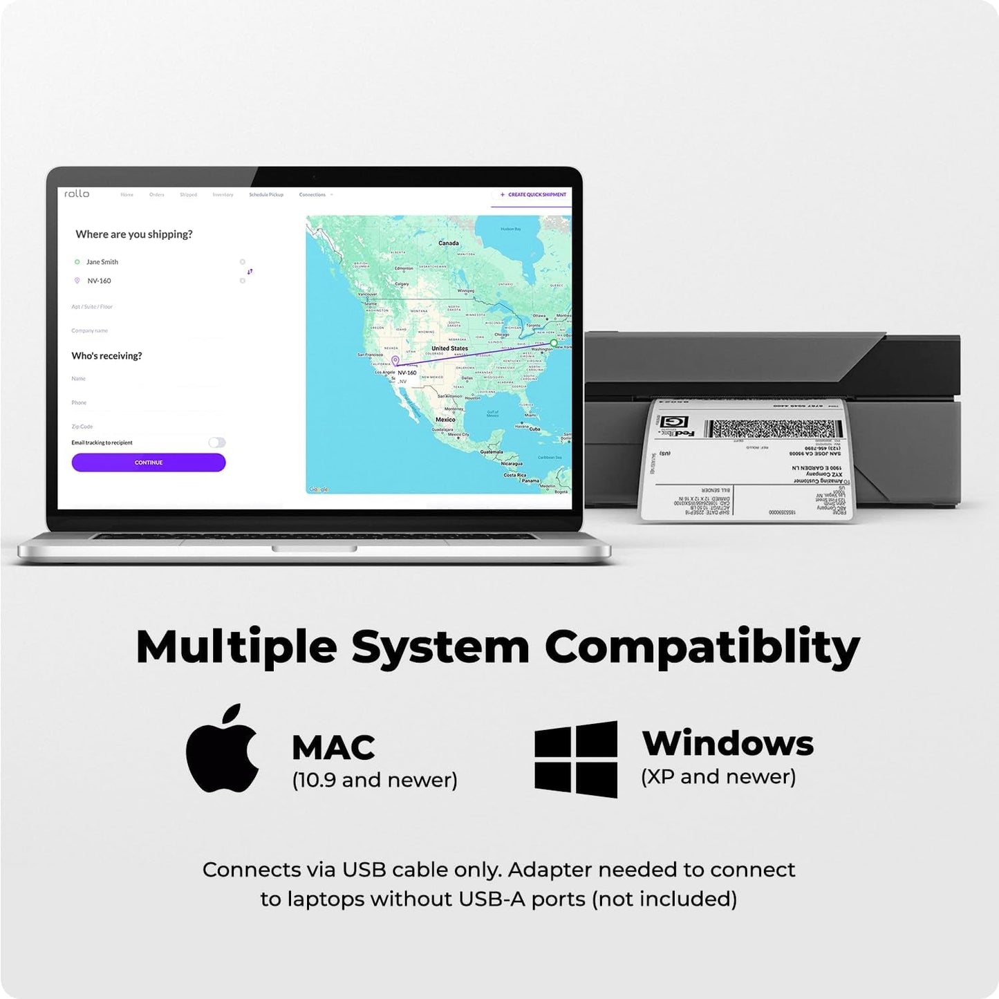 Rollo USB Shipping Label Printer - Commercial Grade 4X6 Thermal Label Printer for Shipping Packages - High Speed Custom Sticker Label Maker for Small Business - Supports Windows & Mac