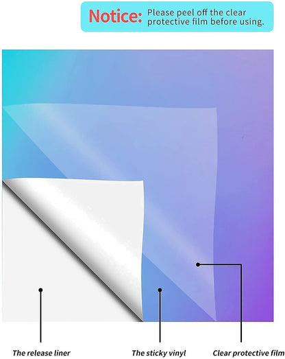 Holographic Vinyl - 12 Sheets 12 "X12 Holographic Permanent Vinyl for All Cutting Machine - Easy to Weed & Transfer Iridescent Craft Adhesive Vinyl Sheets