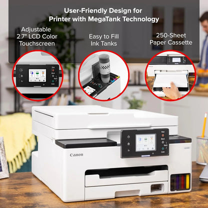 Canon MAXIFY GX2020 Wireless Megatank All-In-One Color Printer Bundle | Print Copy Scan Fax | for Home Office Small Business High Volume Documents + Cleaning Kit + Ethernet Cable + More (8 Items)