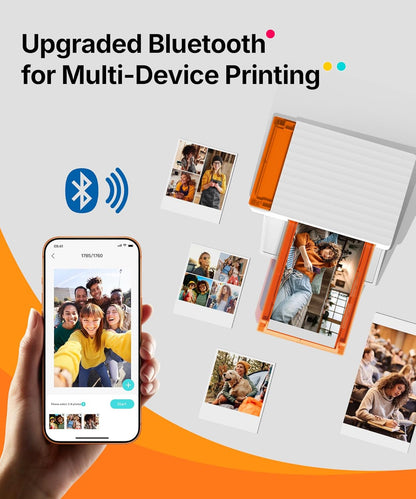 Liene Amber M110 Bluetooth Photo Printer 80 Sheets, Portable Photo Printer for Iphone, Thermal Dye Sublimation, Picture Printer 60 Sheets 4X6 Paper & 20 Sheets 3" Square Sticker Paper & 2 Cartridges