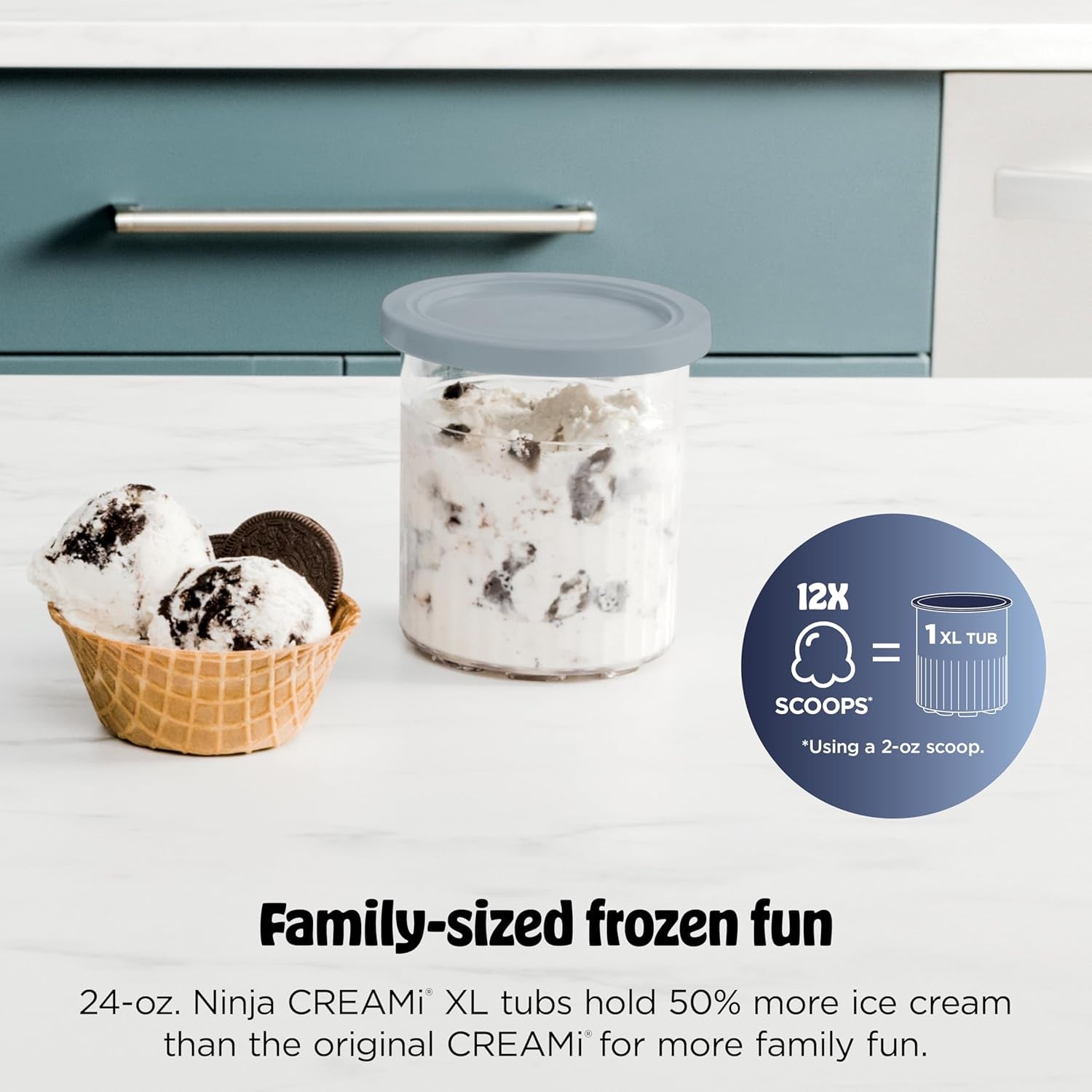 Ninja Creami Deluxe Ice Cream Maker, Treats and Frozen Desserts, Sorbet, Milkshakes, Yogurt and More, 11-In-1 Programs, XL Capacity, Includes Two 24-Oz Family-Size Tubs, Silver, NC501