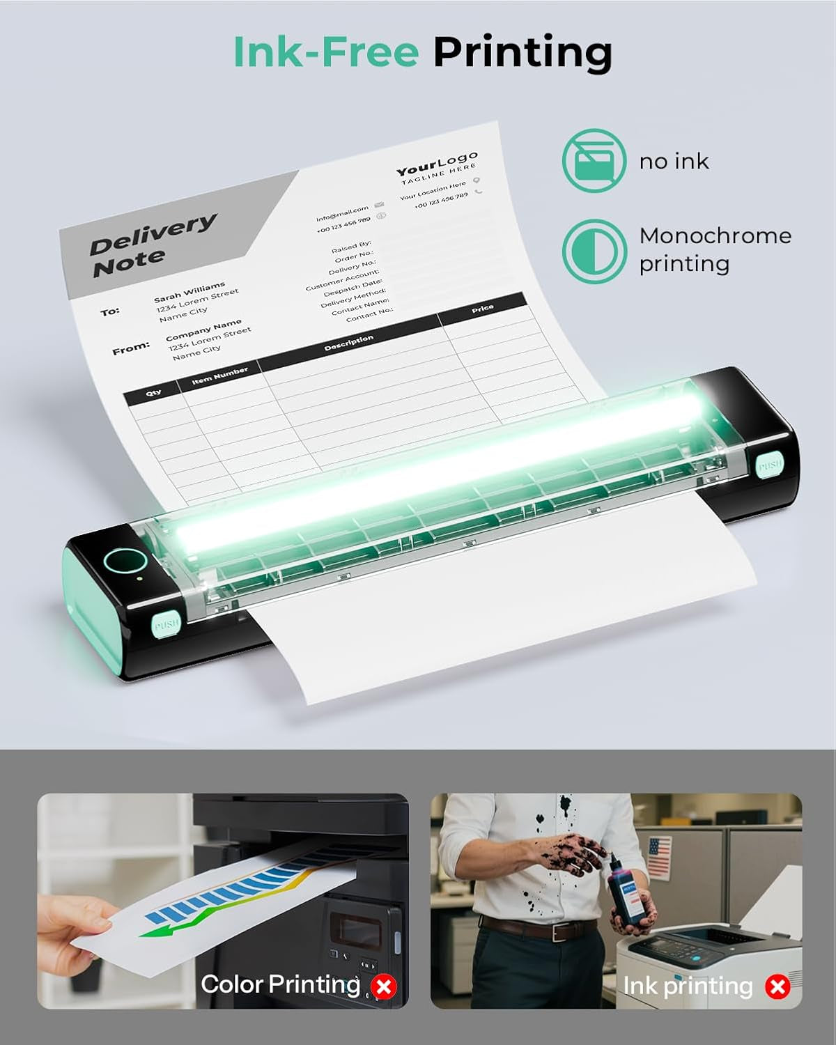 Phomemo Portable Printers Wireless for Travel - Bluetooth Thermal Printer Supports 8.5" X 11" Letter, Inkless Printer Compatible with Phone Laptop for Home Use Car School Office, Come with Carry Case