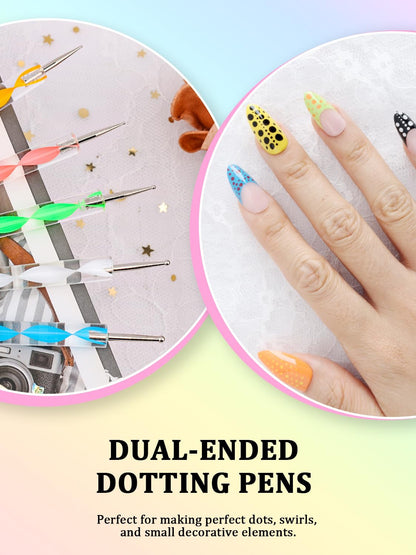 Nail Art Tools Set, Nail Stand for Press on Holder for Painting Nails, Nail Art Brushes, Liner Brushes, Nail Dotting Tool, Must Haves Design Tools Supplies Kit for Nail Tech & Beginners (Pink)