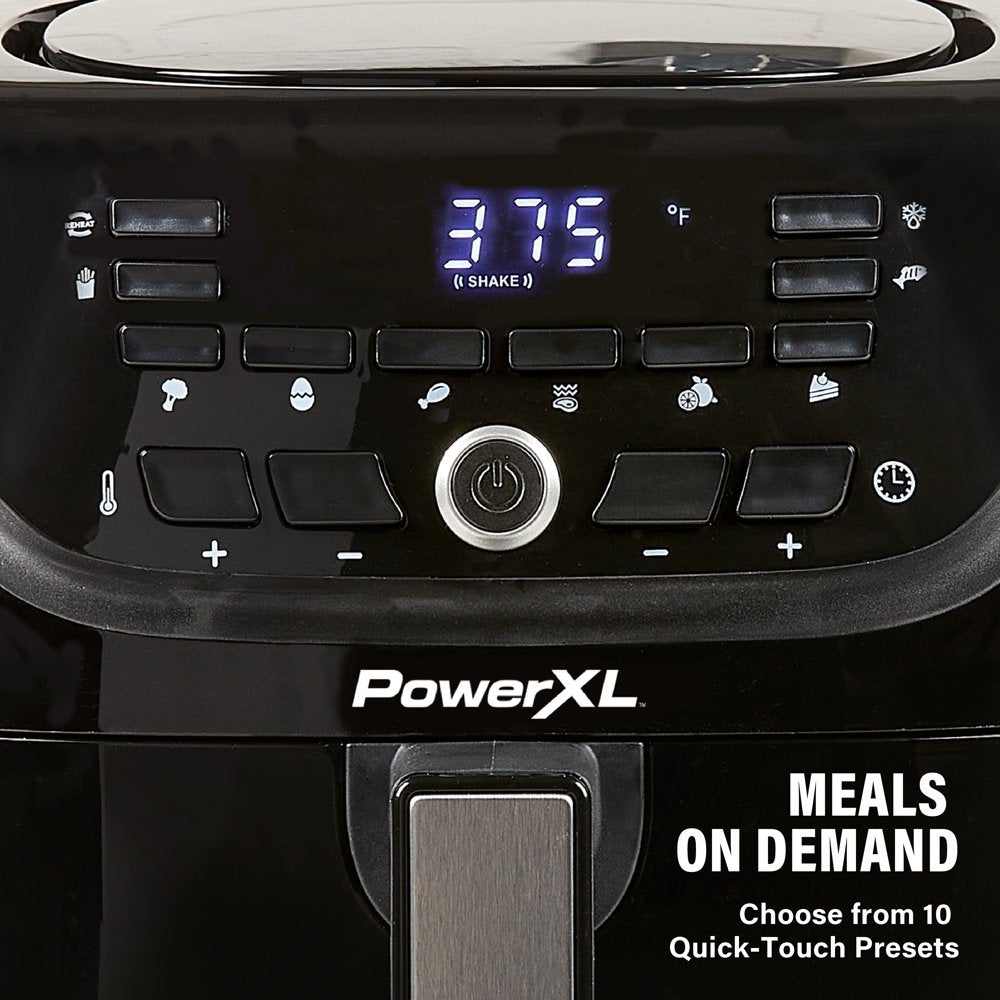 New POWER-XL 6-Qt Digital Vortex™ Air Fryer with 10 Quick-Touch Presets, Black, AF-E6001-L