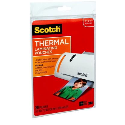 Thermal Laminating Pouches, 5 Mil, 5" X 7", 20 per Pack, 3 Packs