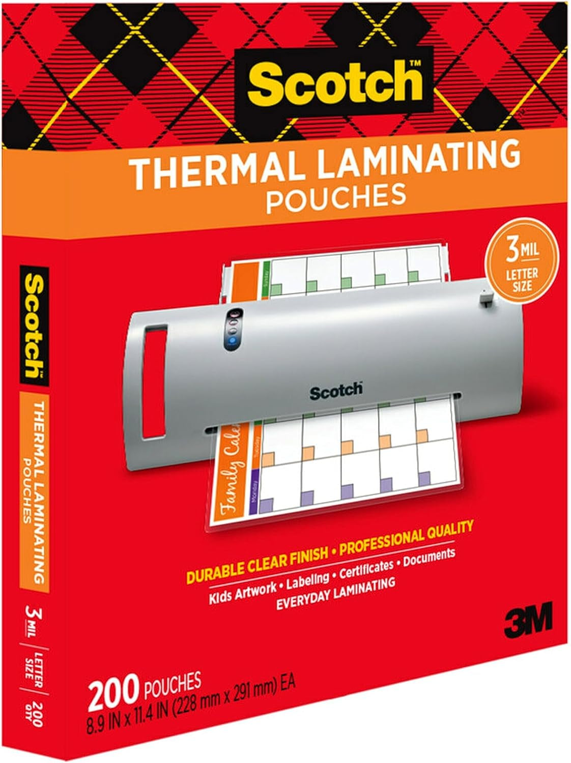 Scotch Thermal Laminator and Pouch Bundle, 2 Roller System, Laminate up to 9" Wide (TL901X) with Scotch Laminating Pouches, 200-Pack (TP3854-200)