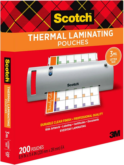 Scotch Thermal Laminator and Pouch Bundle, 2 Roller System, Laminate up to 9" Wide (TL901X) with Scotch Laminating Pouches, 200-Pack (TP3854-200)