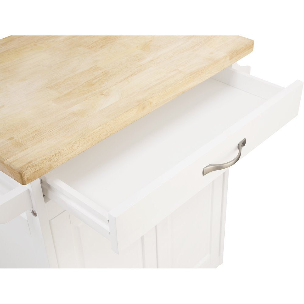 Kitchen Island Cart with Drawer and Storage Shelves, White