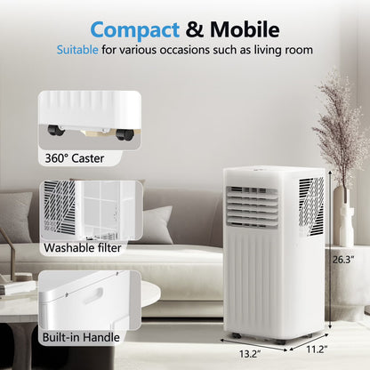 Portable Air Conditioners 8000 BTU Ashrae– 3-In-1 AC Unit, Dehumidifier & Fan with 24-Hour Timer/Remote Control for Home/Office/Apartments/Dorm