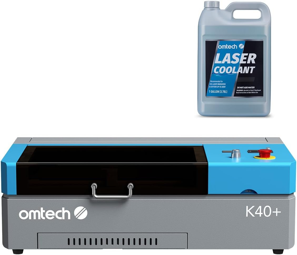 Omtech K40+ CO2 Laser Engraver with Laser Coolant, 8"X12" 45W Desktop Laser Engraving Machine for Home Use, Lasergrbl Lightburn Compatible, Adjustable Laser Head Air Assist for Wood Glass More