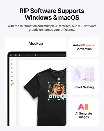 Apparel Printer Bundle with Shaker Oven, 14'' A3 DTF Printer T-Shirt Printing, One-Click Print-To-Bake, High-Speed with Dual I1600 Printheads, Multi-Fabric Compatible, 24/7 Auto-Maintenance