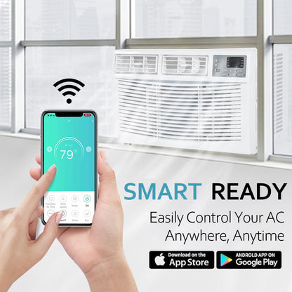 10000 BTU Window Air Conditioner Smart Wifi AC Unit Cooling for 450 Sq Ft Rooms with Remote App Control, Install Accessories