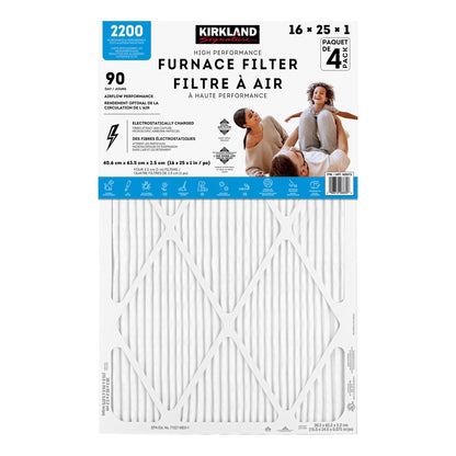 Kirkland Signature 2200 High Performance Furnace Filters, 4-Pack