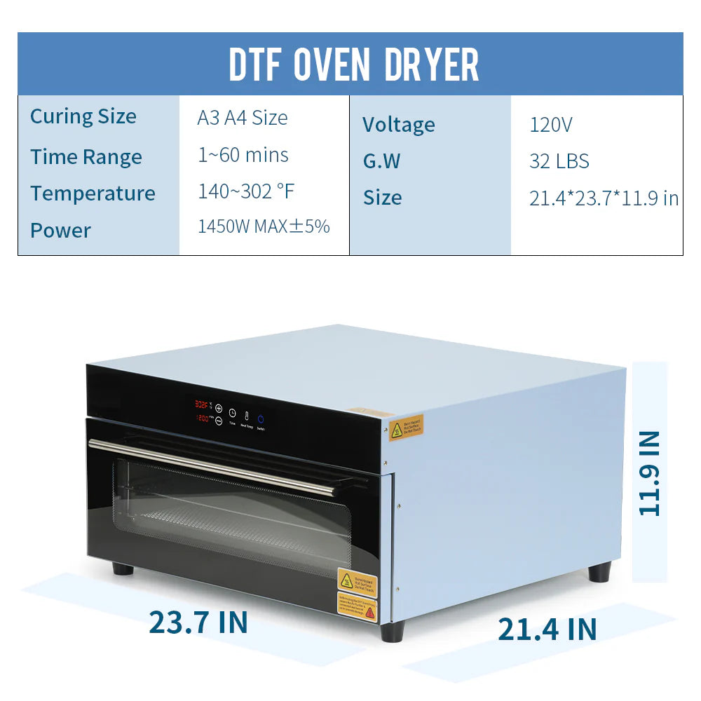 DTF Curing Oven Dryer 3-Layer A3 A4 with Fume Extractor for DTF Transfer Films Bulk Curing