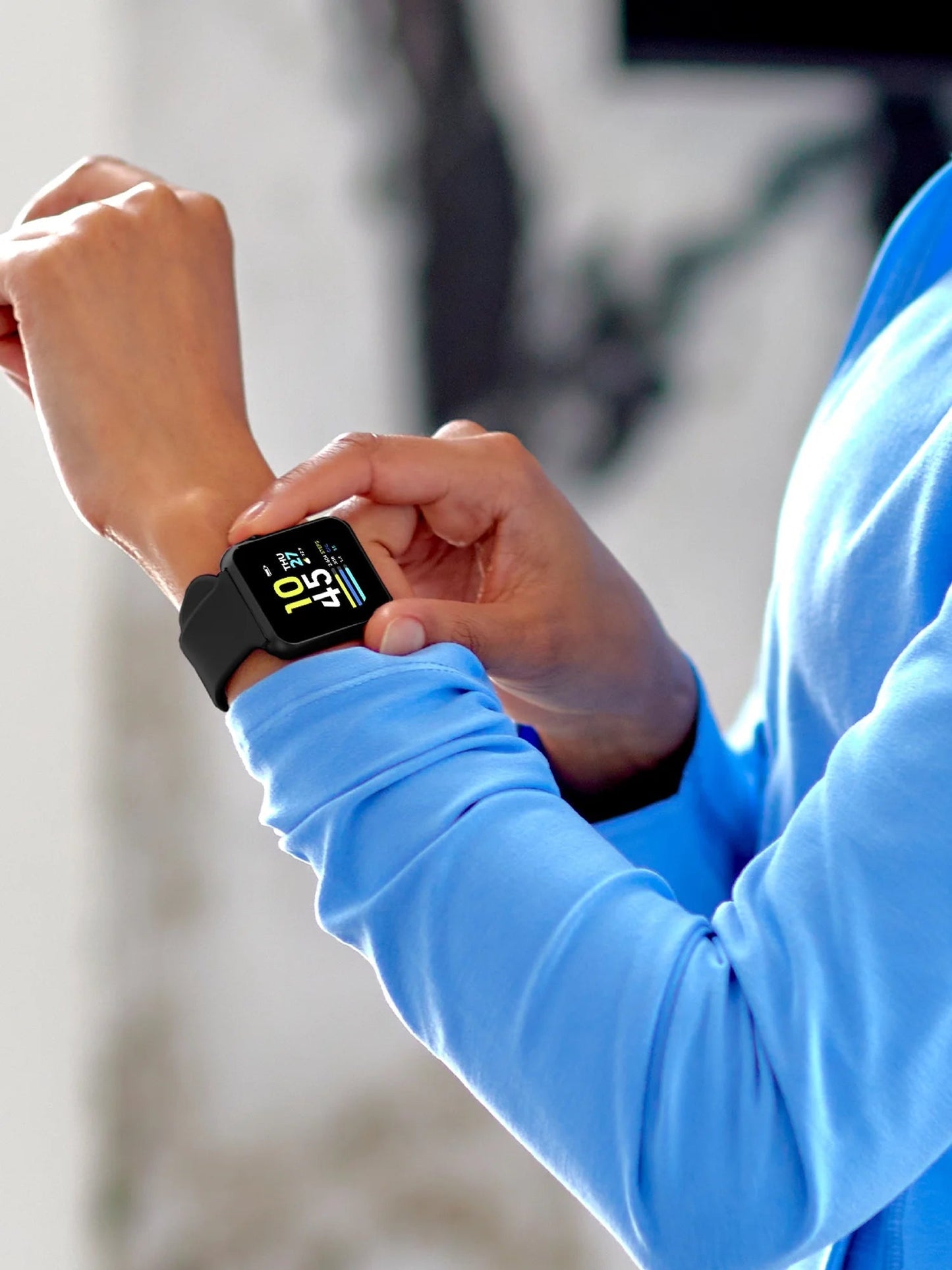 Fusion 3 Unisex Adult Rectangular Smart Watch, Black, Silicone Strap