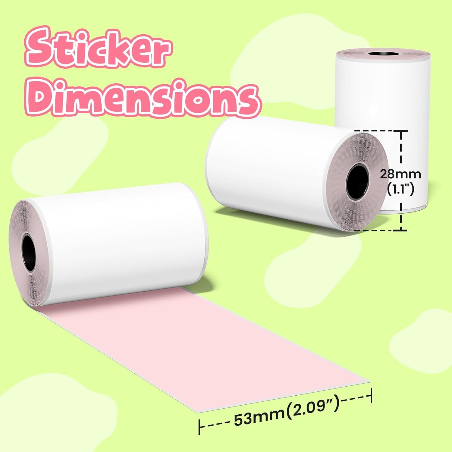 Phomemo Pink Self-Adhesive Thermal Paper, Glossy Printable Sticker Paper Label for Phomemo M02/M02 Pro/M02S/P2S/M03/M04S Mini Sticker Printer, 50Mm X 3.5M, Diameter 28Mm, 3-Rolls, Image Time 20 Years