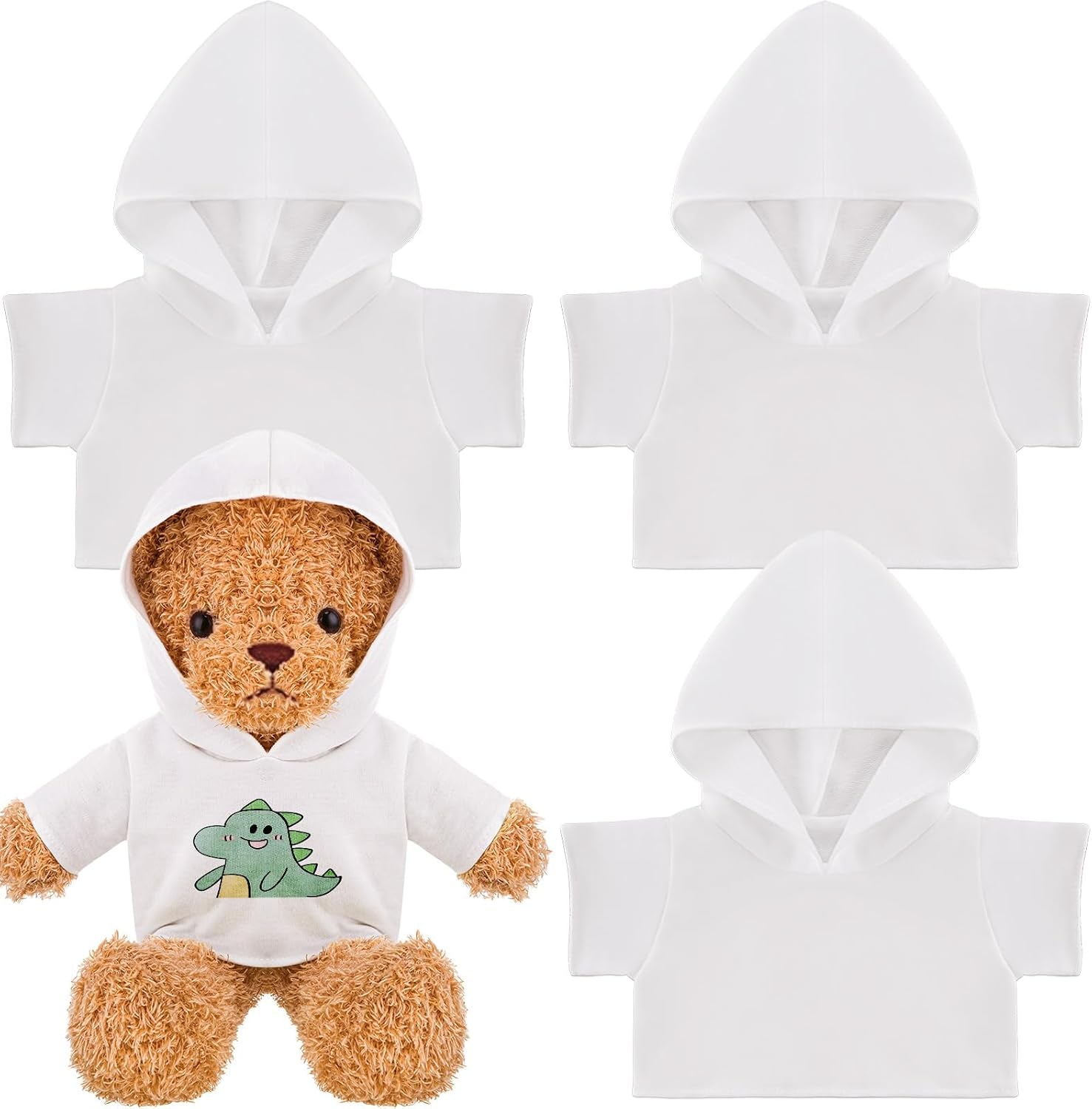3 Pcs Sublimation Shirt Fit 14-18 Inch Stuffed Bear Blank Stuffed Bear Clothes Plush Bear T Shirts for DIY Make Unique Stuffed Doll Clothes