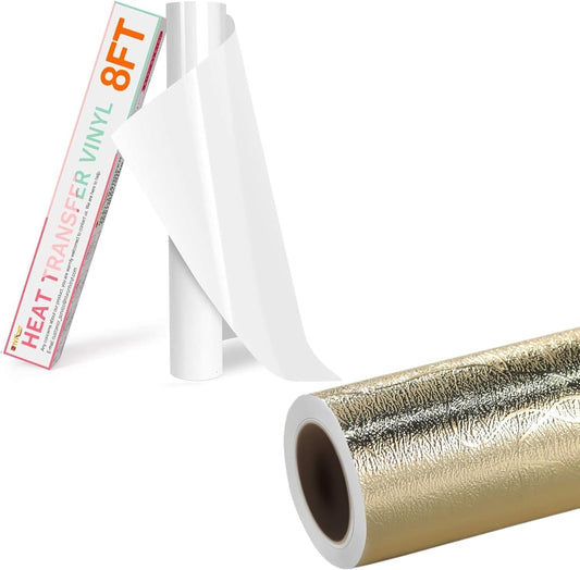 Champagne Gold Textured Metallic Vinyl 6Ft & 8Ft White Heat Transfer Vinyl