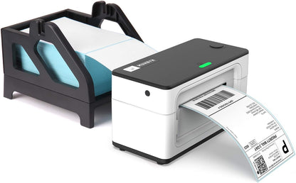 MUNBYN Label Holder for Rolls and Fan-Fold Labels, Thermal Sticker Roll Holder for Desktop Thermal Printer Shipping Supplies Industrial Paper, Black