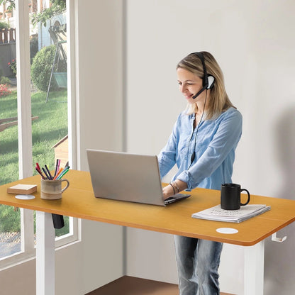 Electric Standing Desk, 55''X24'' Height Adjustable Desk, Home Office Desk with Electric Lift, Sit Stand Desk Workstation for Home Office, Oak